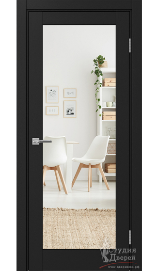 Дверь Турин 501.2 ЭКО-шпон Антрацит Зеркало/Щит